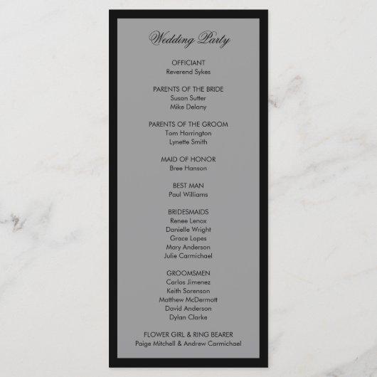 Modern Elegant Photo Wedding Programmakaart (Achterkant)