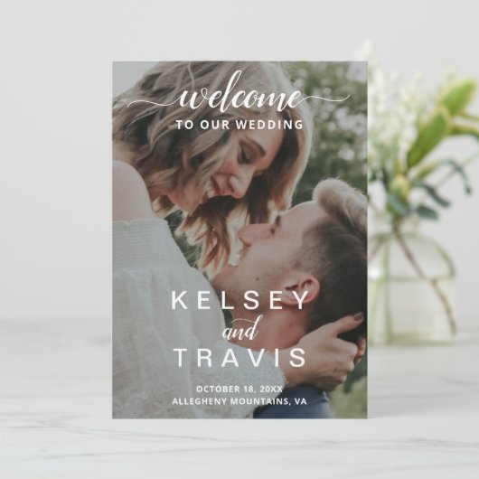 Modern Elegant Photo Wedding Programmakaart (Staand voorkant)