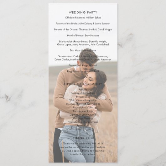 Modern Elegant Photo Wedding Programmakaart (Achterkant)
