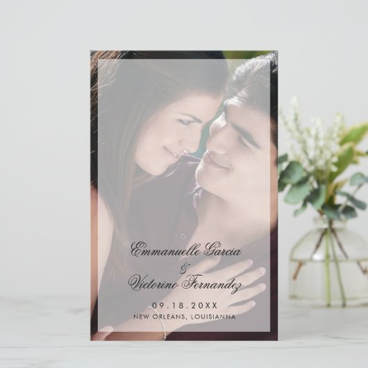 Modern Elegant Photo Wedding Programme (Staand voorkant)