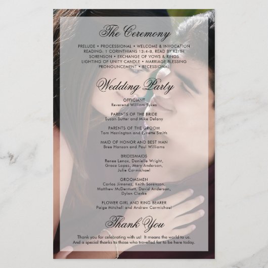 Modern Elegant Photo Wedding Programme (Achterkant)