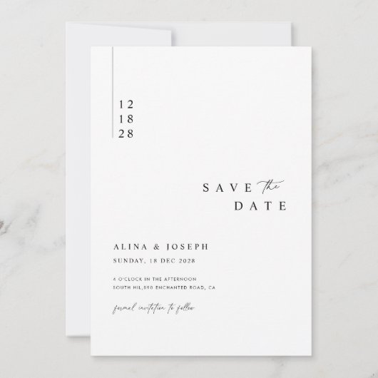 Modern Elegant Photo Wedding Save The Date (Achterkant)