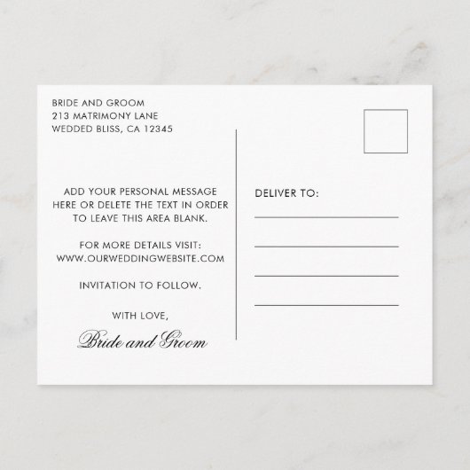 Modern Elegant Photo Wedding Save the Date Aankondigingskaart (Achterkant)