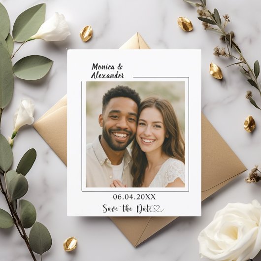 Modern elegant photo wedding Save the Date card