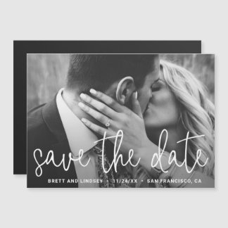 Modern Elegant Photo Wedding Save the Date Magnetische Uitnodiging