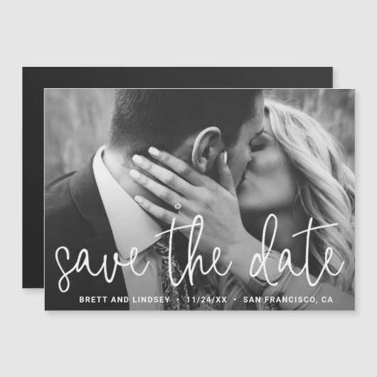 Modern Elegant Photo Wedding Save the Date Magnetische Uitnodiging (Voorkant / Achterkant)