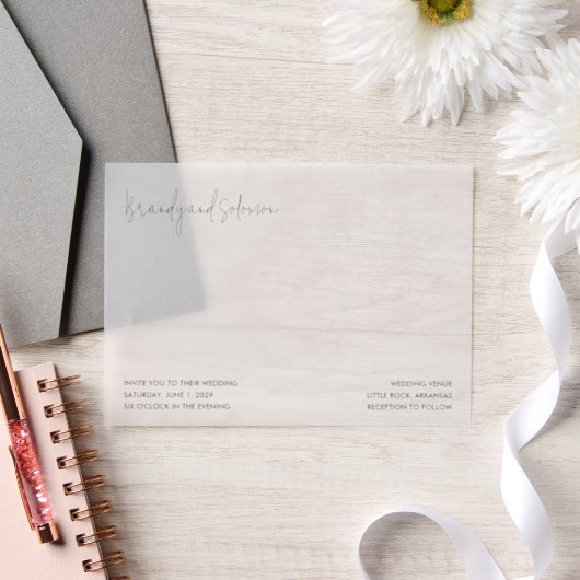 Modern Elegant Photo Wedding Vellum Uitnodigingen (Huwelijk)