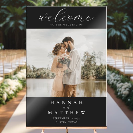 Modern Elegant Photo Wedding Welcome Acryl Bord