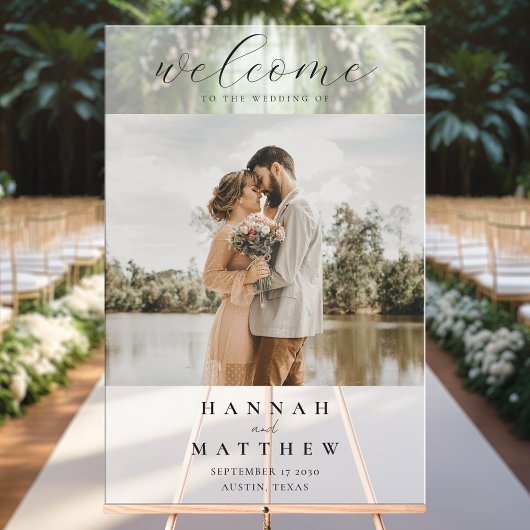 Modern Elegant Photo Wedding Welcome Acryl Bord