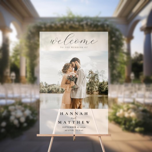 Modern Elegant Photo Wedding Welcome Acryl Bord