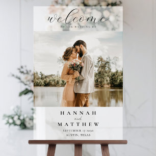 Modern Elegant Photo Wedding Welcome Acryl Bord