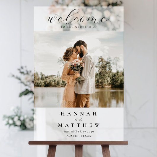 Modern Elegant Photo Wedding Welcome Acryl Bord