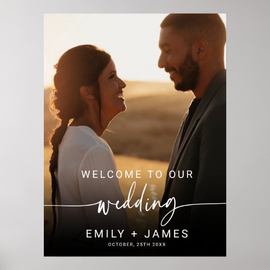 Modern Elegant Photo Wedding Welcome Poster (Voorkant)