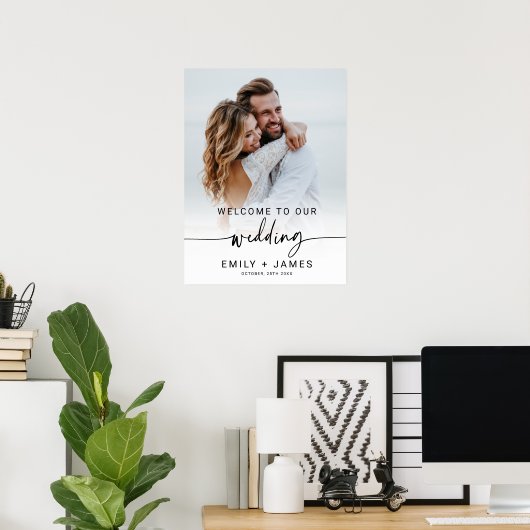 Modern Elegant Photo Wedding Welcome Poster (Thuiskantoor)