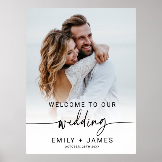 Modern Elegant Photo Wedding Welcome Poster (Voorkant)