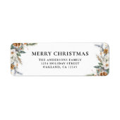 Modern Elegant Pine Tree Greenery Vrolijk Kerstfee Etiket (Voorkant)