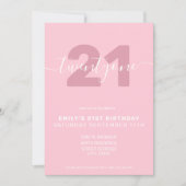 Modern Elegant Pink 21st Birthday Uitnodiging (Voorkant)