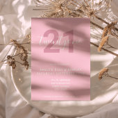 Modern Elegant Pink 21st Birthday Uitnodiging
