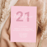 Modern Elegant Pink 21st Birthday Uitnodiging<br><div class="desc">Moderne vrouwelijke roze 21e verjaardag uitnodiging. Minimalistisch ontwerp voor de sjabloon van de 21ste verjaardagsuitnodiging met elegante kalligrafie handgeschreven scriptlettertype.</div>