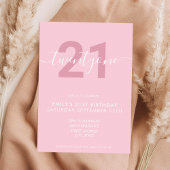 Modern Elegant Pink 21st Birthday Uitnodiging