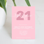Modern Elegant Pink 21st Birthday Uitnodiging