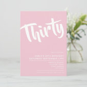 Modern Elegant Pink 30th Birthday Uitnodiging (Staand voorkant)
