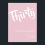 Modern Elegant Pink 30th Birthday Uitnodiging<br><div class="desc">Modern Pastel Pink 30th Birthday Uitnodiging. Minimalistisch ontwerp voor de sjabloon van de 30e verjaardagsuitnodiging met elegant lettertype van het kalligrafiescript.</div>