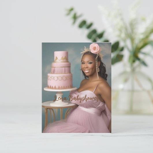 Modern, elegant pink baby shower briefkaart (Staand voorkant)