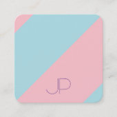 Modern Elegant Pink Blue Luxurious Monogramed Vierkante Visitekaartje (Voorkant)