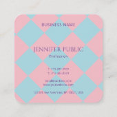 Modern Elegant Pink Blue Luxurious Monogramed Vierkante Visitekaartje (Achterkant)