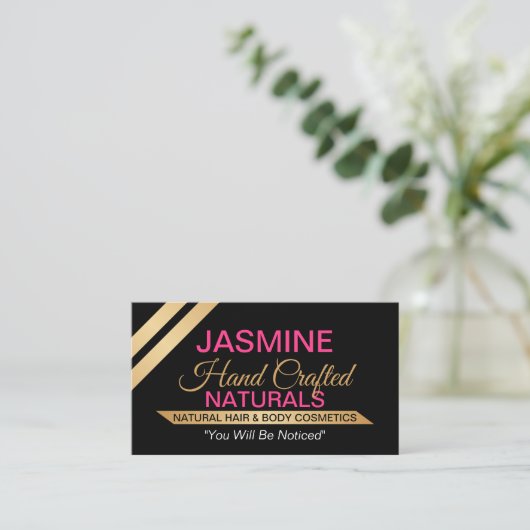 Modern Elegant Pink en Gold Visitekaartje (Staand voorkant)