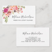 Modern Elegant Pink Floral Greenery Visitekaartje (Voorkant / Achterkant)