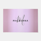 Modern Elegant Pink Girly Monogram Script Name Deurmat (Voorkant)