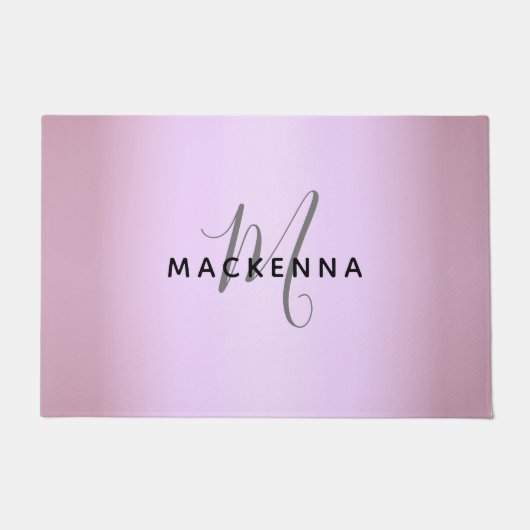 Modern Elegant Pink Girly Monogram Script Name     Deurmat (Voorkant)