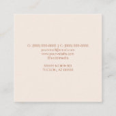 Modern Elegant Pink Gold Beige Marble Vierkante Visitekaartje (Achterkant)