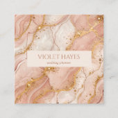 Modern Elegant Pink Gold Beige Marble Vierkante Visitekaartje (Voorkant)