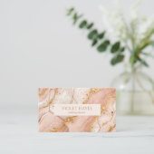 Modern Elegant Pink Gold Beige Marble Visitekaartje (Staand voorkant)