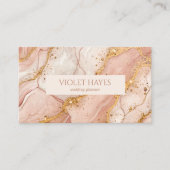 Modern Elegant Pink Gold Beige Marble Visitekaartje (Voorkant)