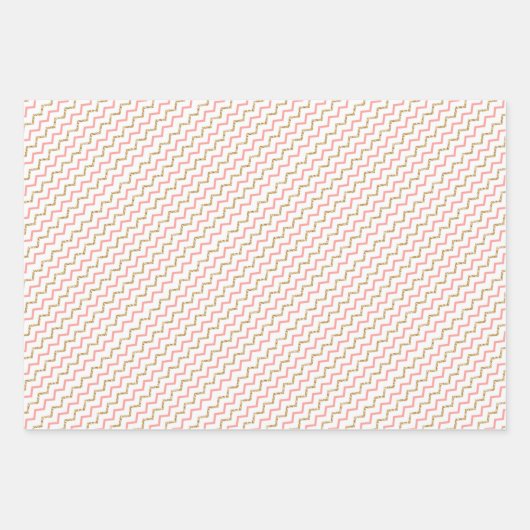 Modern Elegant Pink Gold Zig Zag Chevron Inpakpapier Vel (Voorkant)