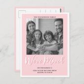 Modern Elegant Pink Moving Announge Foto Briefkaart (Voorkant / Achterkant)