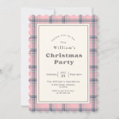 Modern Elegant Pink Plaid Christmas Party Kaart (Voorkant)