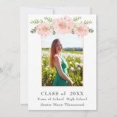 Modern Elegant Pink Poppy floral afstuderen Aankondiging (Voorkant)