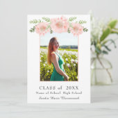 Modern Elegant Pink Poppy floral afstuderen Aankondiging (Staand voorkant)