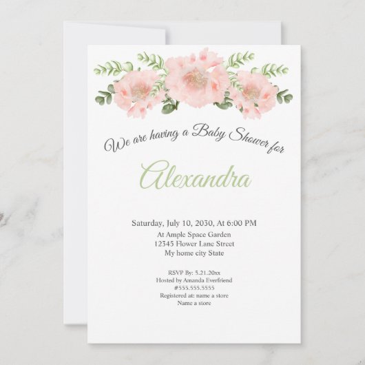 Modern Elegant Pink Poppy floral afstuderen Annou Aankondiging (Voorkant)