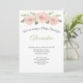 Modern Elegant Pink Poppy floral afstuderen Annou Aankondiging (Staand voorkant)