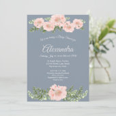 Modern Elegant Pink Poppy floral Baby shower Aankondiging (Staand voorkant)