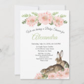 Modern Elegant Pink Poppy floral Baby shower Aankondiging (Voorkant)