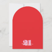 Modern Elegant Pink Red 21st Birthday Arch Kaart (Achterkant)