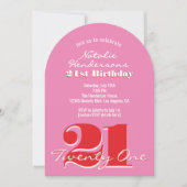 Modern Elegant Pink Red 21st Birthday Arch Kaart (Voorkant)
