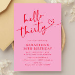 Modern Elegant Pink Red Hello 30th Birthday Party Kaart<br><div class="desc">Celebrate your milestone with style using our Modern Elegant Pink and Red Hello 30th Birthday Party Invitation! Featuring a vibrant blend of pink and red hues, this chic and sophisticated design perfectly captures the excitement of turning 30. With sleek typography and modern accents, this invitation sets the tone for a...</div>